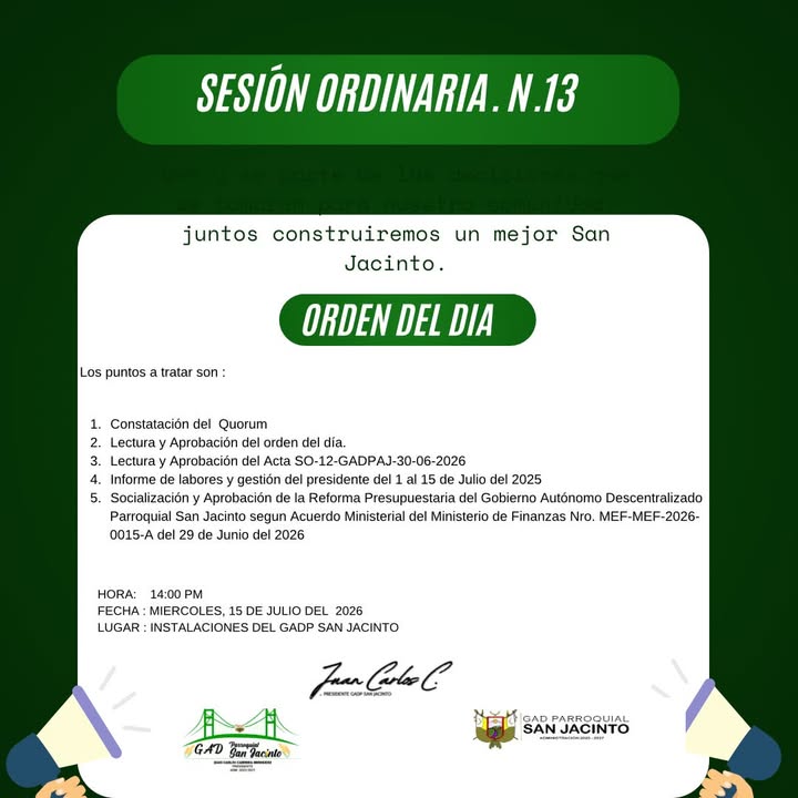 GAD San Jacinto convoca a ciudadanía para fortalecer el tejido social y la seguridad